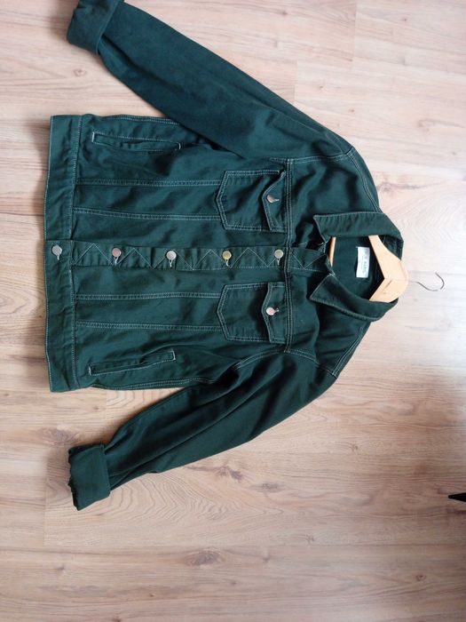 Bluza damska jeans kolor ciemna zieleń