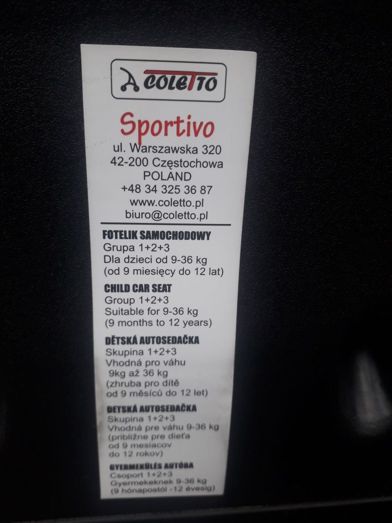 Автокрісло Coletto Sportivo 9-36kg