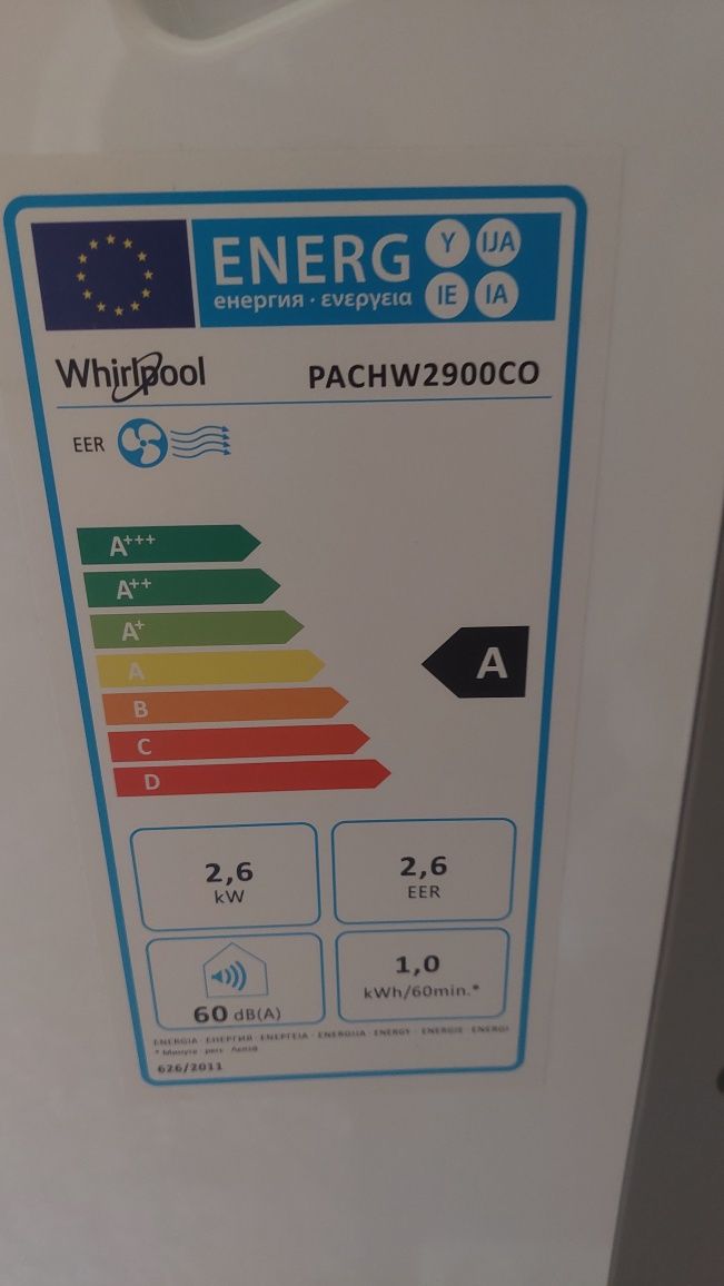 Klimatyzator WHIRLPOOL PACW2900CO prawie nowy!!!