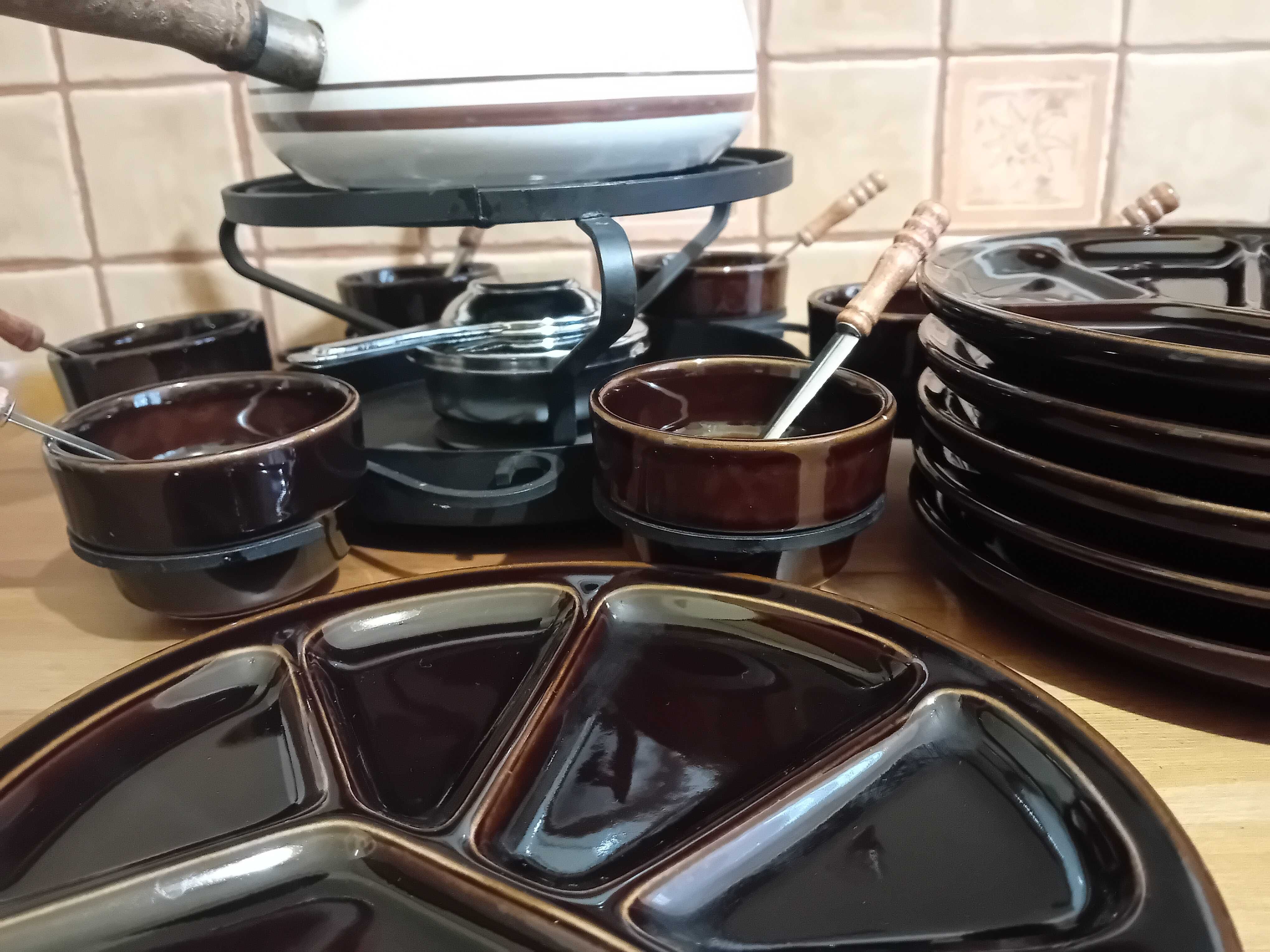 Fondue gabel kompletne z talerzami 6 osób