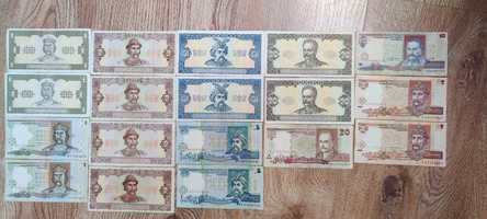 Zestaw Bon, banknotów, Hrywien, 18 szt 1992  starego wzoru.