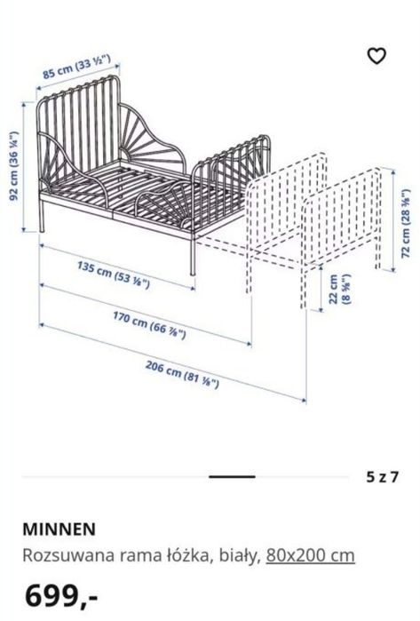 Sprzedam łóżko Ikea Minnem 200x80