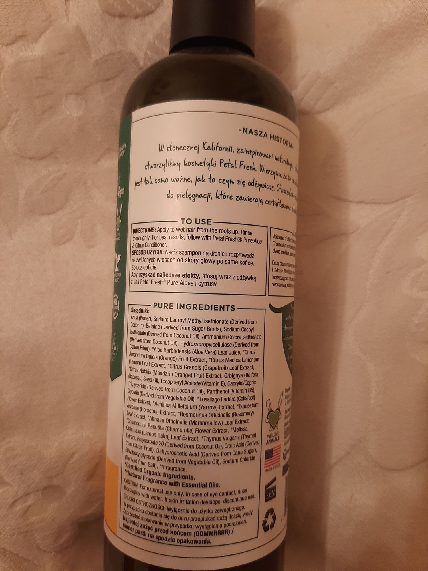 Szampon nabłyszczający  prod.USAPetal Fresh aloe& citrus