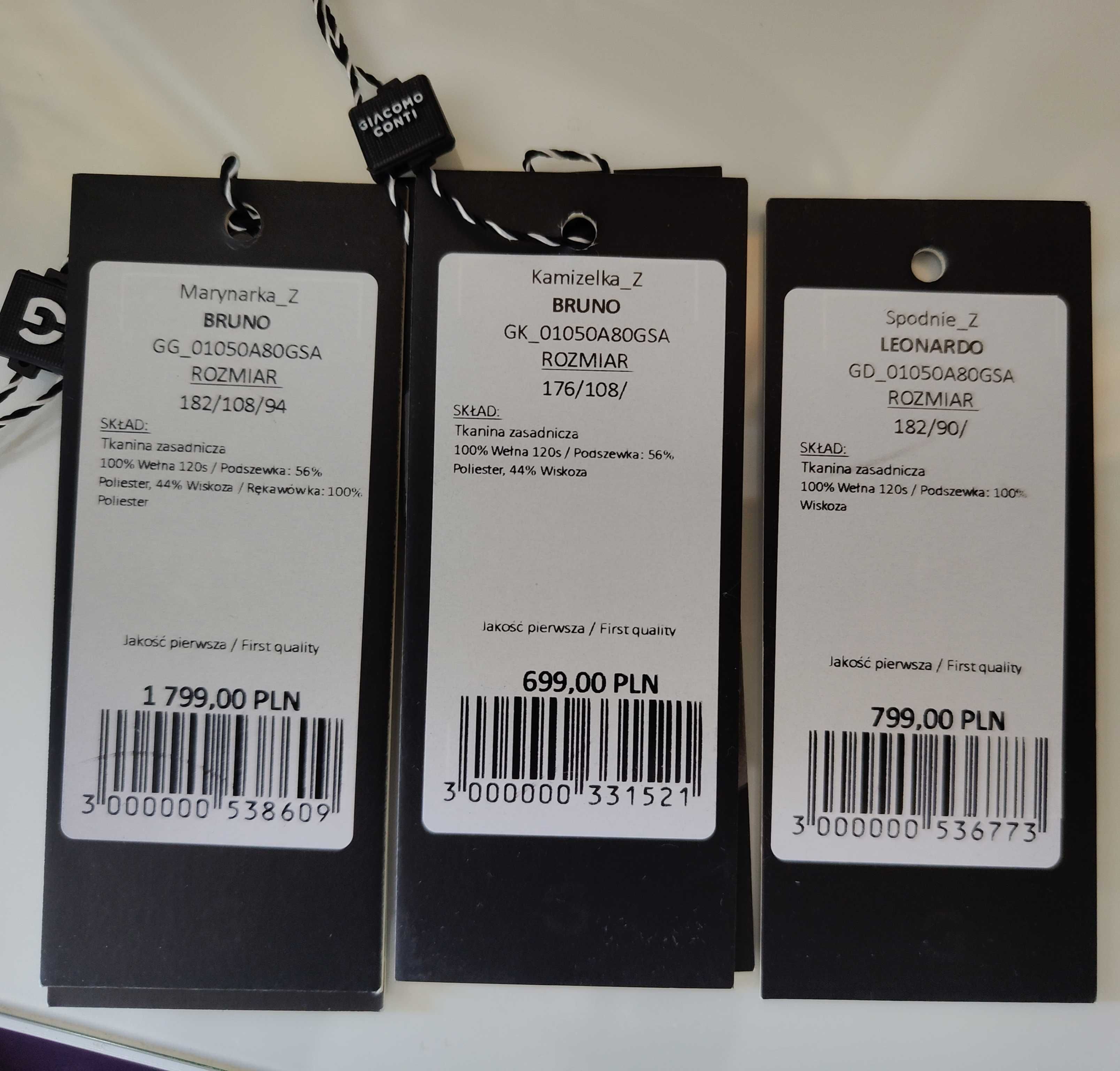 Garnitur włoskiej wełny Trabaldo Togna 01050A80GSA 182/108/94, 182/90
