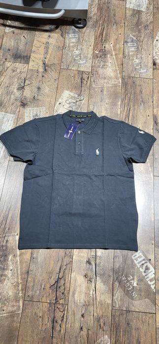 Grafitowa koszulka polo męska kołnierzyk konik bawełna premium XL