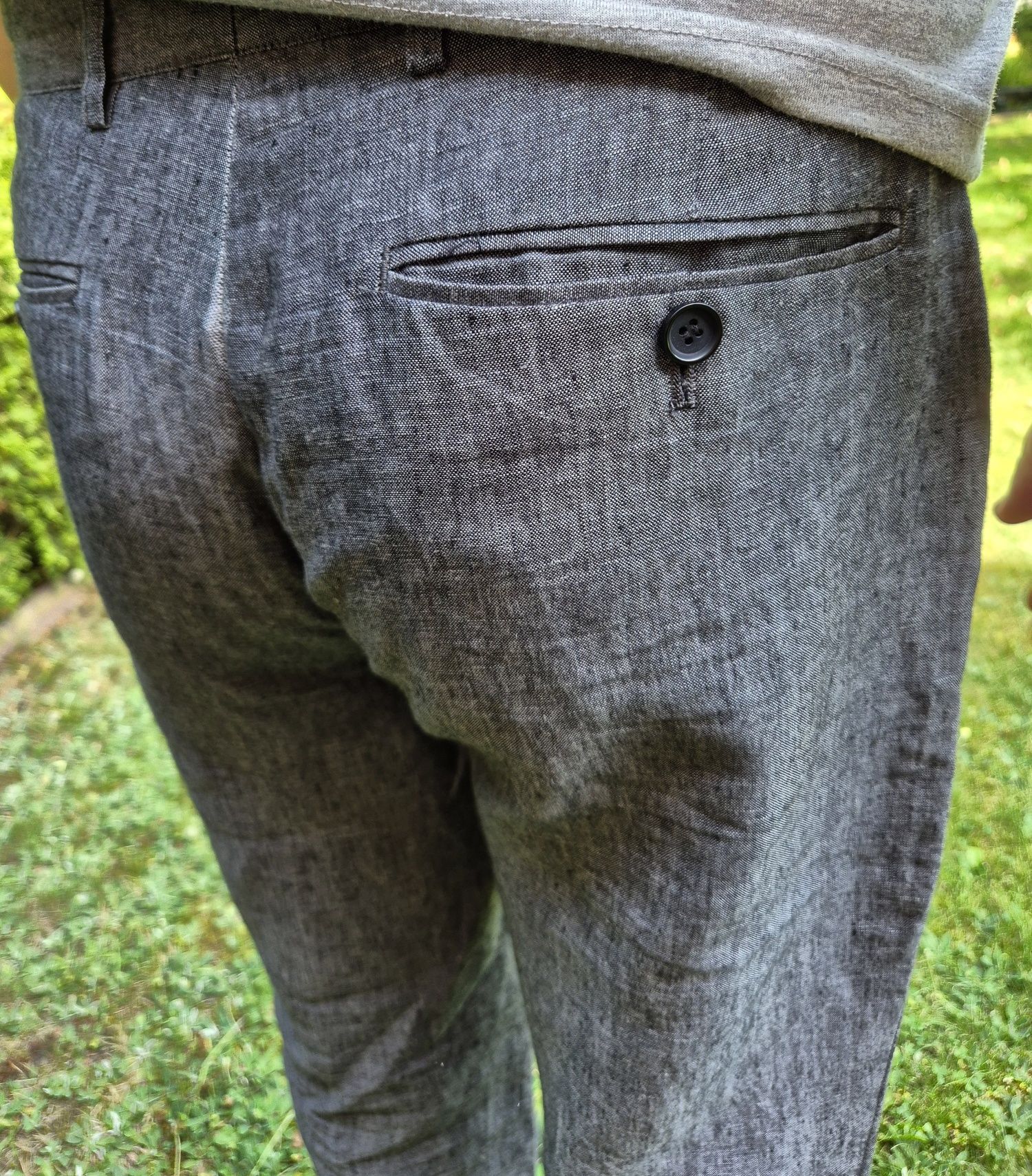 Spodnie cienkie bawełniane letnie lekkie chinos casual 34 jak lniane