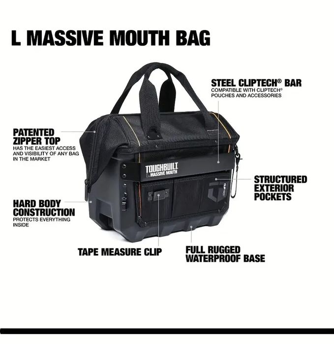 Акція!!! TOUGHBUILT Міцна сумка для інструментів з великим отвором