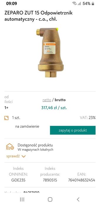 Separator -Odpowiecznik zawór