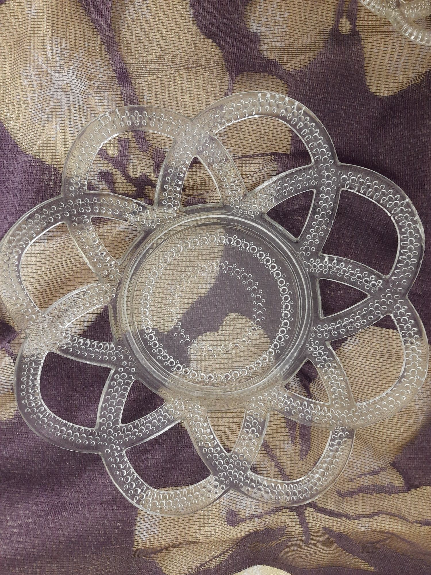 Komplet deserowy szkło  patera talerzyki lata 60