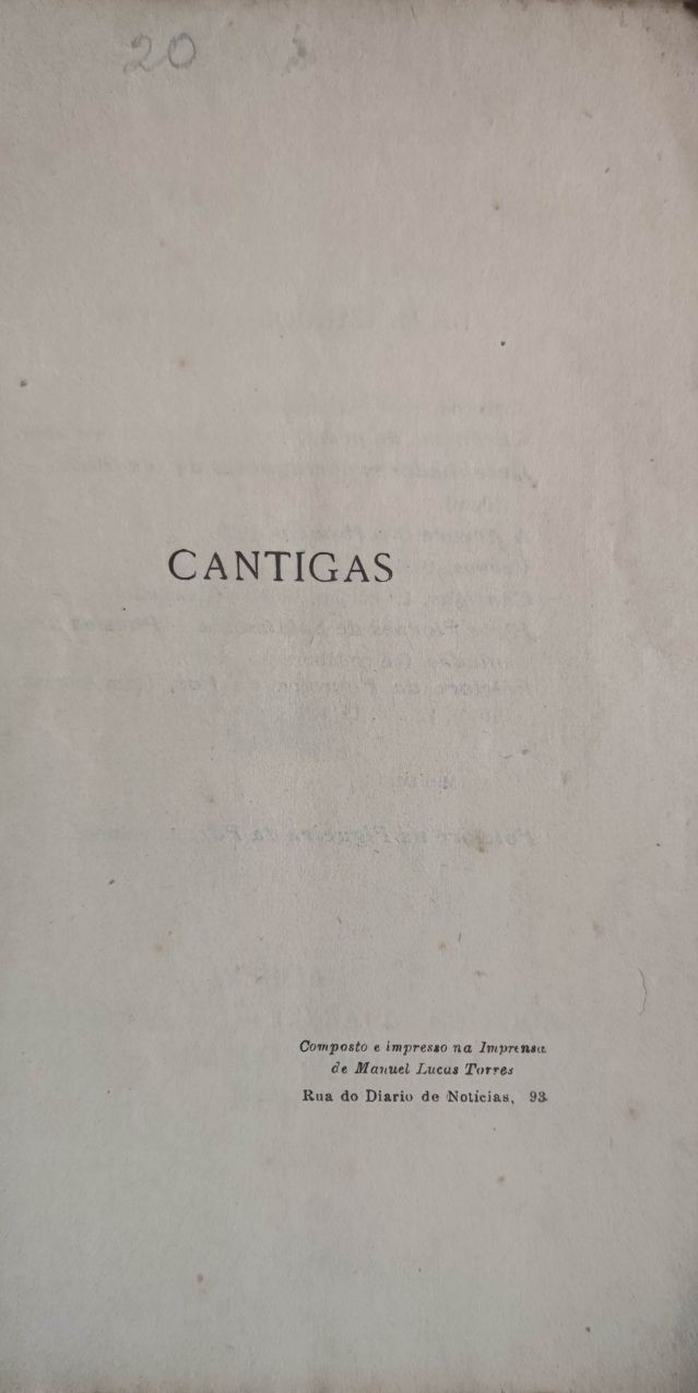 Livro -. Figueira da Foz- M. Cardoso Martha - Cantigas 1911