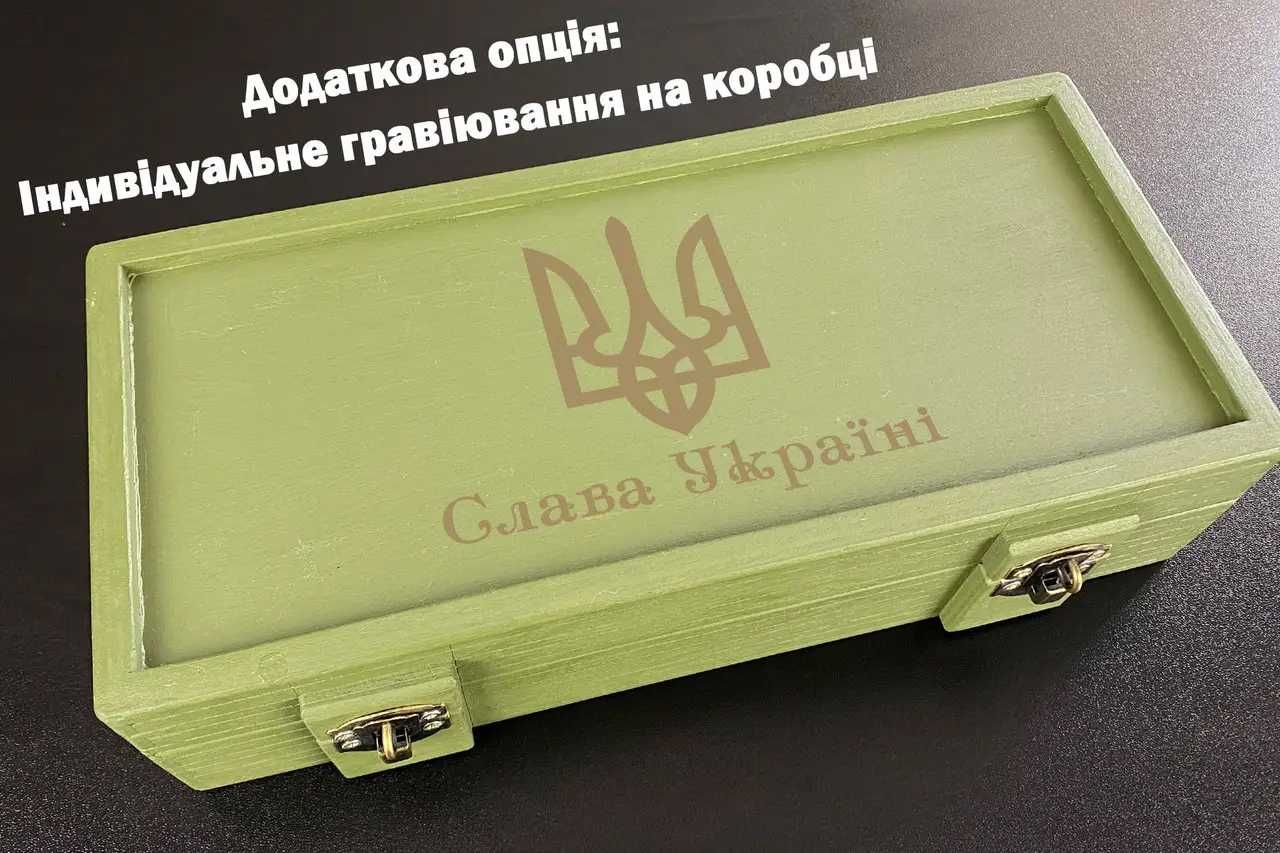 Набір чарок з гільз для коньяку 3 шт з патріотичними написами | 90 мл