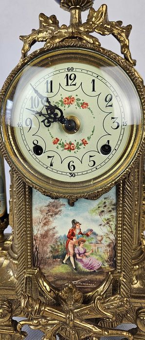 Piękny mosiężny zegar + amfory IMPERIAL - Włochy