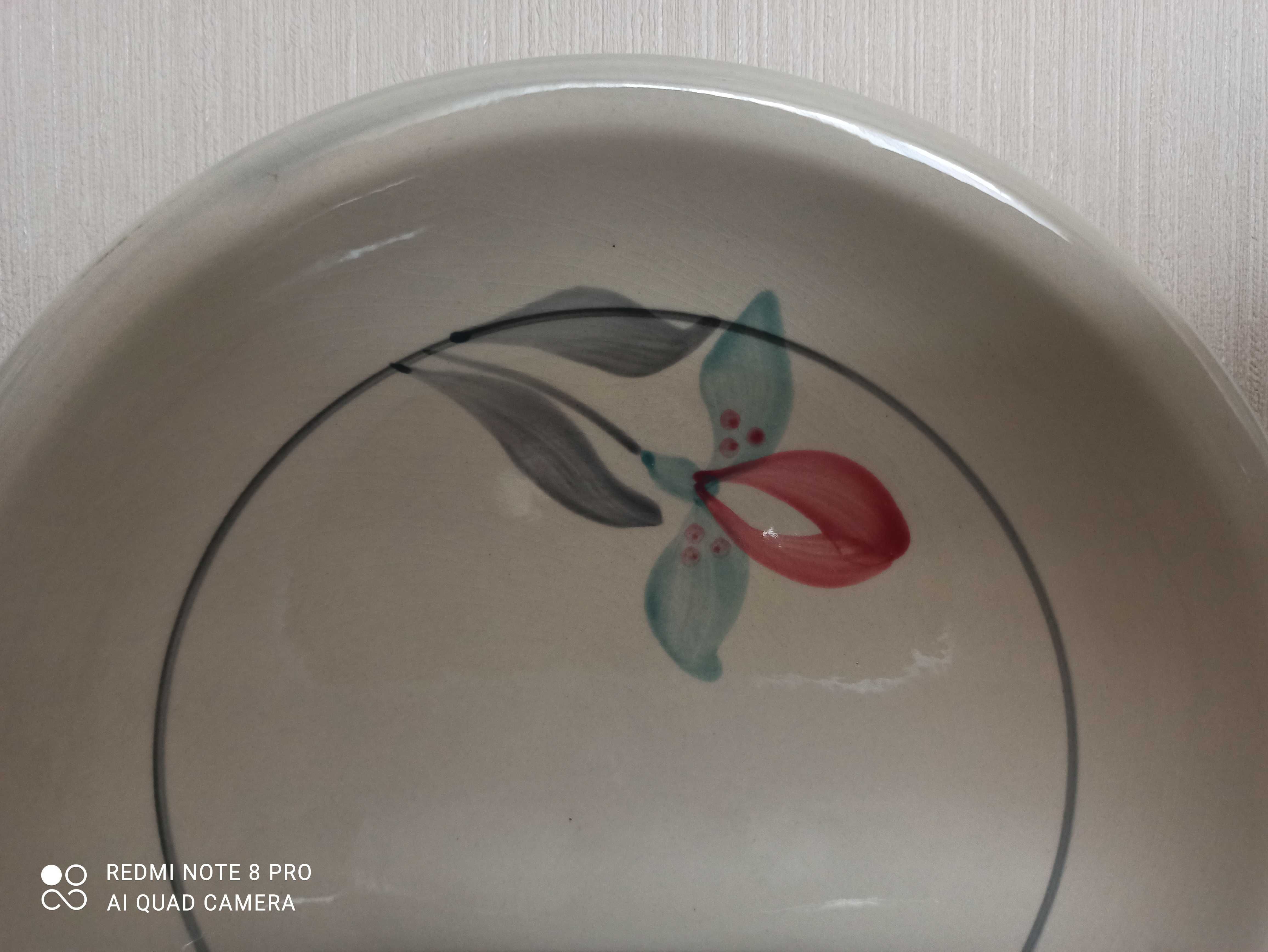 Talerze głębokie, ręcznie malowane, porcelit DDR