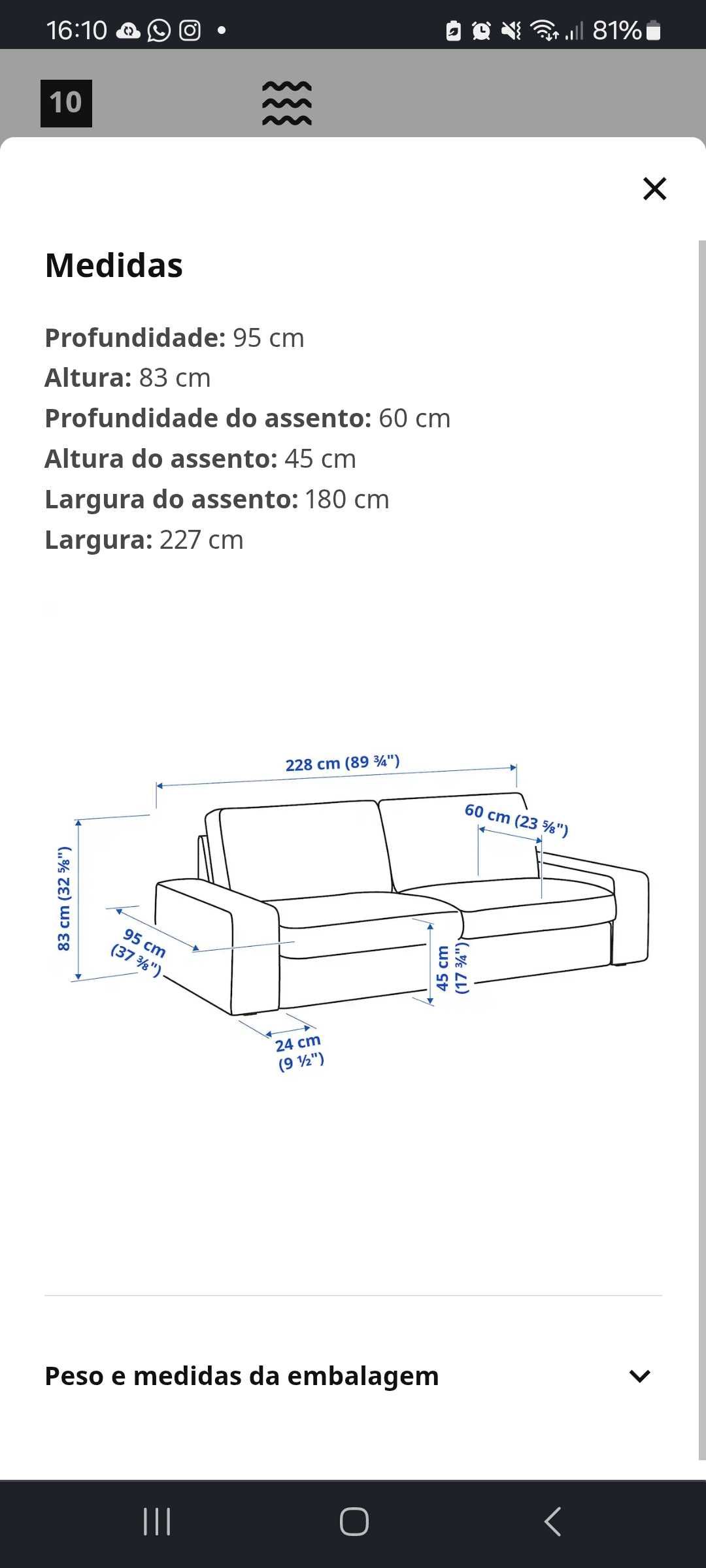Sofá em pele 3 lugares
