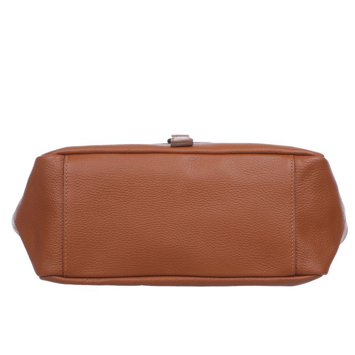 VERA PELLE torebka damska skórzana worek z klapą i paskiem V534 czarna