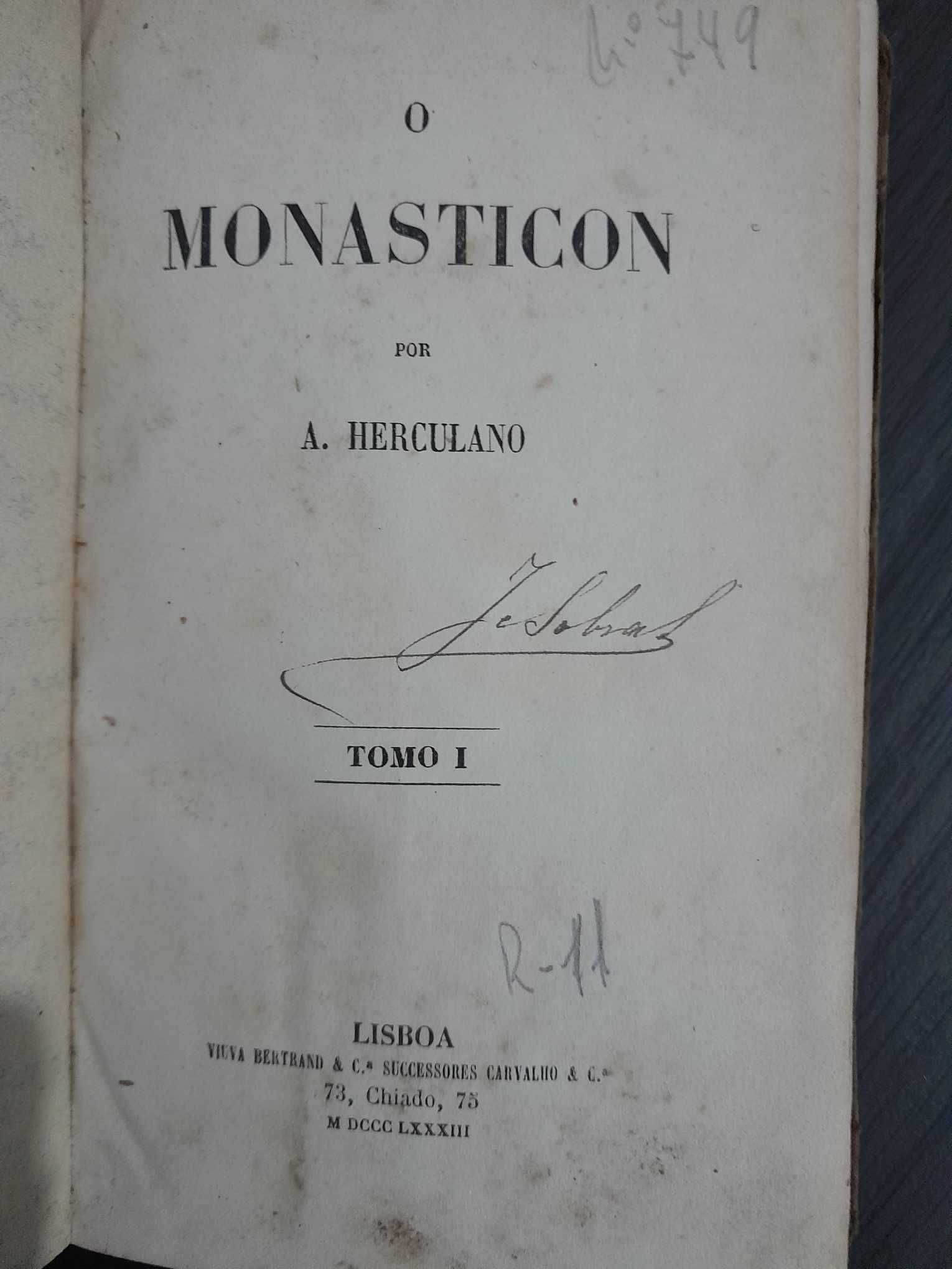 "O Monasticon - Eurico, o Presbytero" de A. Herculano - Edição 1883