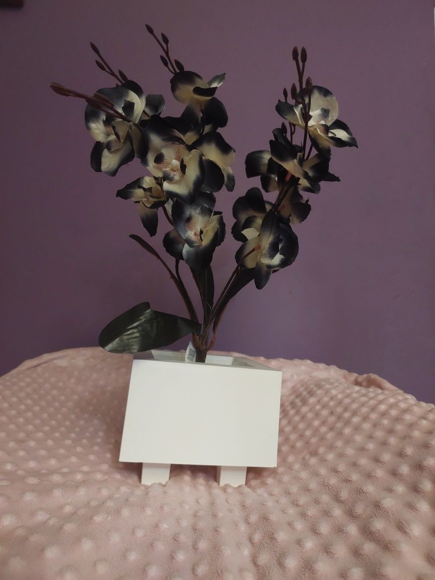 Nowy biało czarny storczyk pięcio-pędowy orchidea kwiaty sztuczne