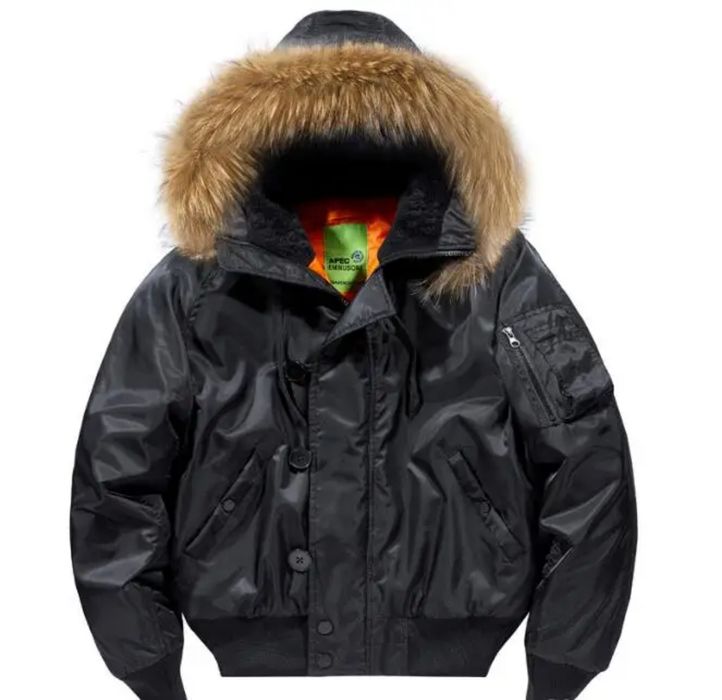 Куртка Аляска, парка короткая с капюшоном и натуральным мехом