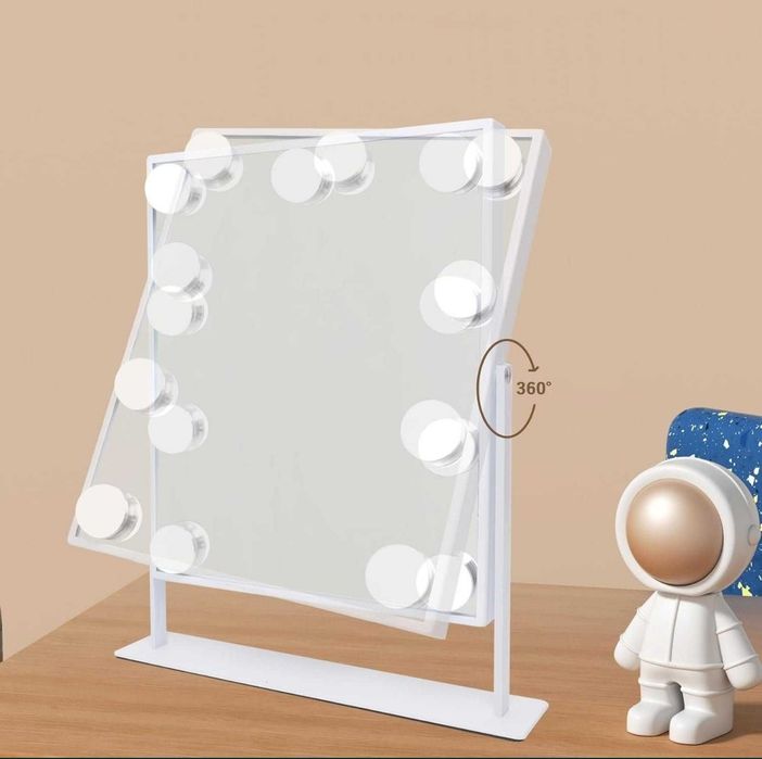 Lustro do makijażu z oświetleniem LED, 30 cm x 25 cm