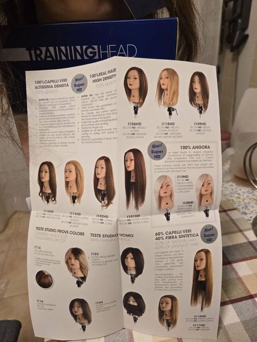 Голова, манікен, болванка для перукарів — 100% натуральне волосся 40см