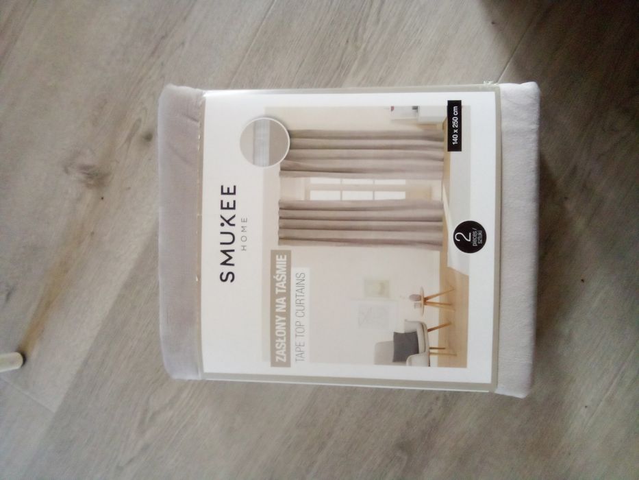 2 zasłony aksamitne welurowe SMUKEE 2x zasłona na  taśmie z tunelem be