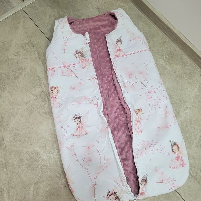 Sliczny ocieplany spiworek Minky wróżki 82/45cm. Idealny na 6-15 m-cy