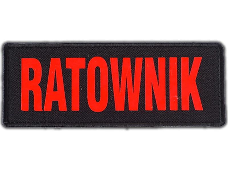 Emblemat RATOWNIK FLUO na rzepie 13 x 5 cm