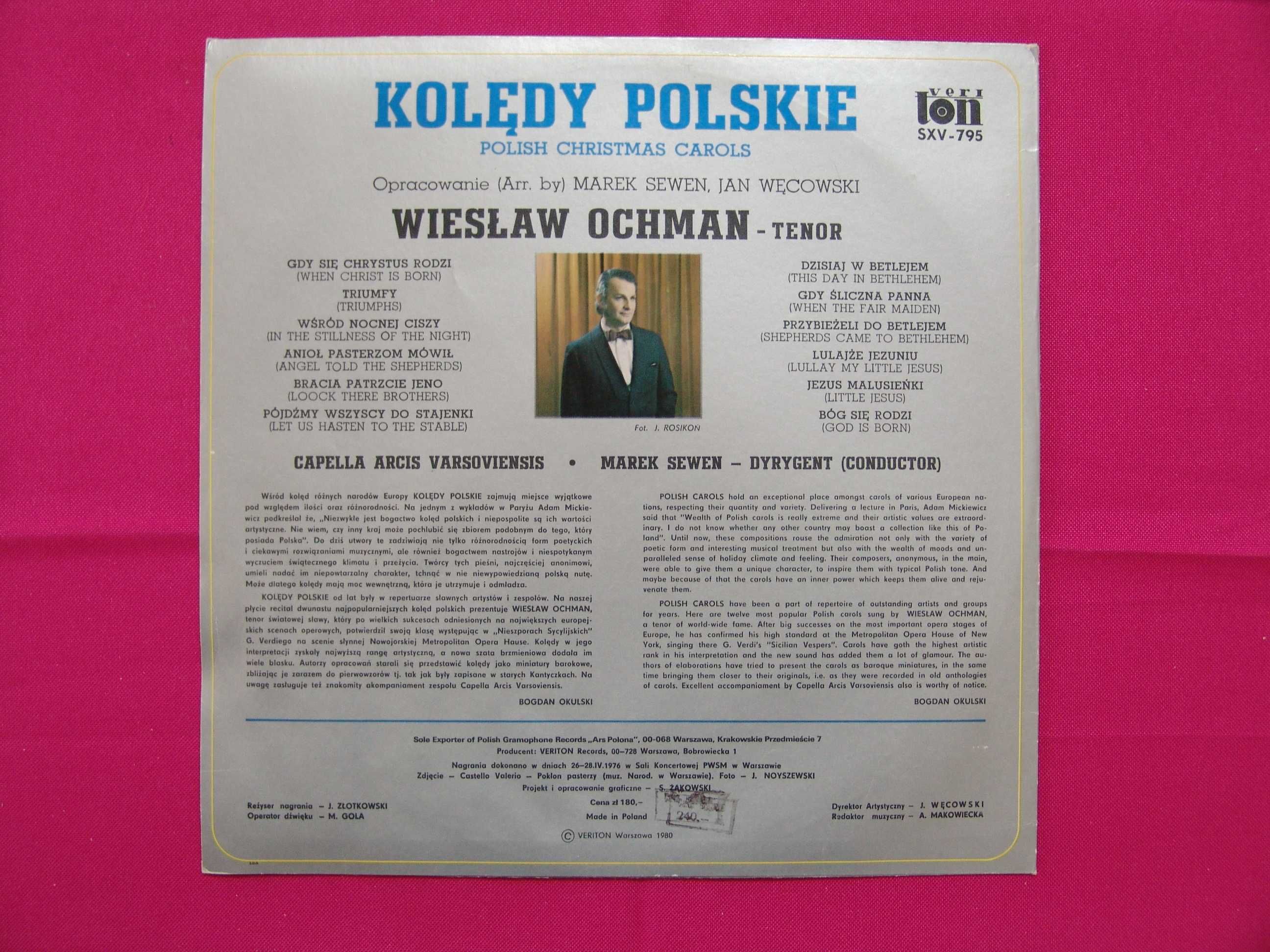 Płyta winylowa Wiesław Ochman - Kolędy Polskie