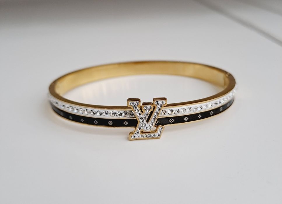 Sztywna Bransoletka Literki i cyrkonie