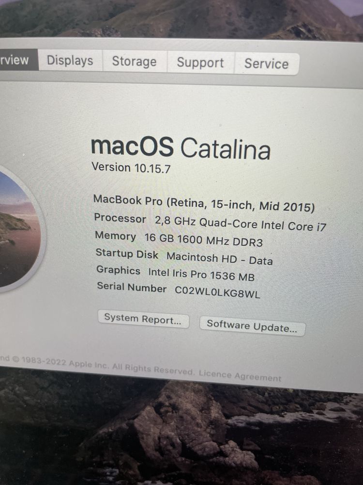 i7 Macbook Pro Retina 15” 16 GB