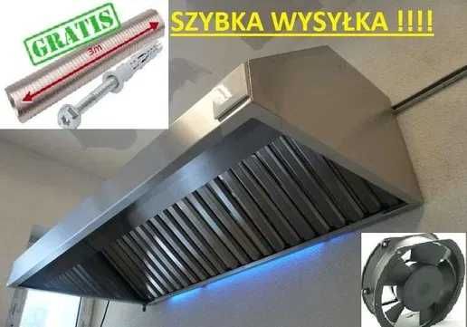 Okap Gastronomiczny 1500x700x400 XLWentylator FILTRY SD Rura3m Wysyłka