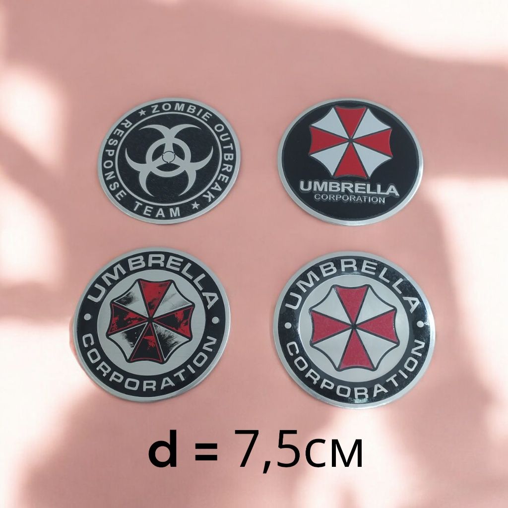 Об'ємна наклейка Umbrella Corporation 3D Емблема значок resident evil