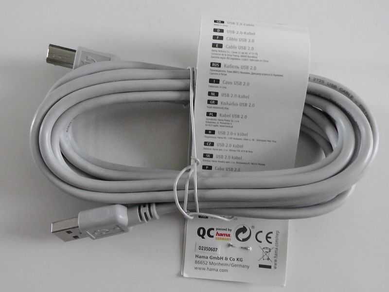 Kabel HAMA 3m USB A-B drukarka skaner dysk hub