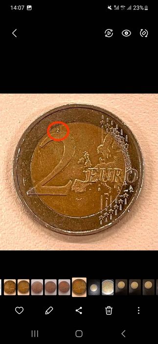 Монета с дефектом чеканки 2€