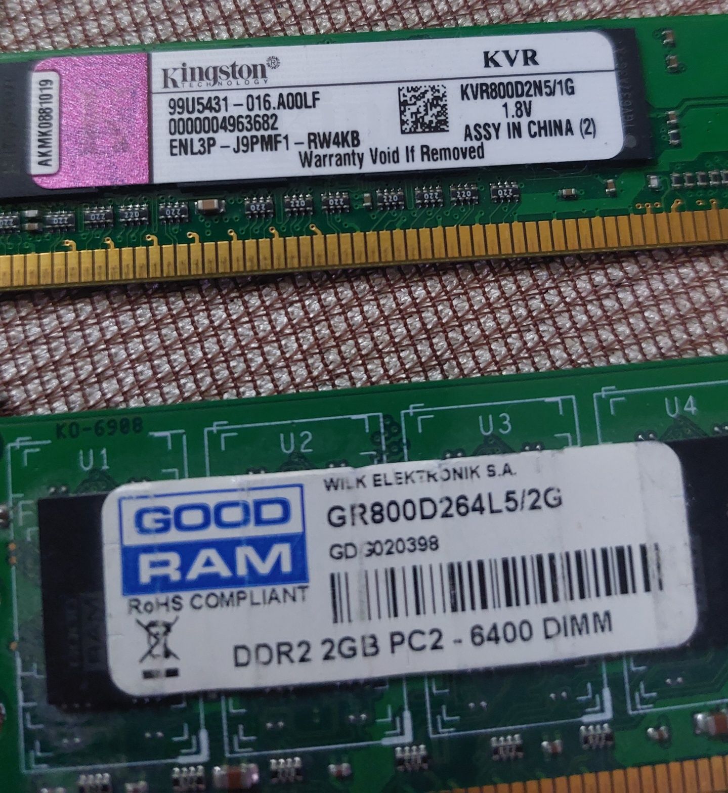 Pamięć RAM ddr2 1gb i 2gb
