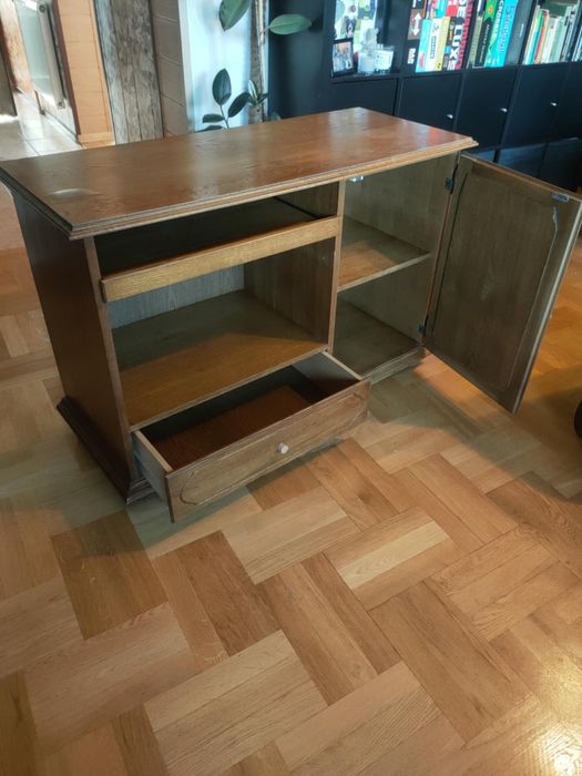 Komplet mebli dębowych PIECHOWICE.Witryna narożna komoda szafka pod TV