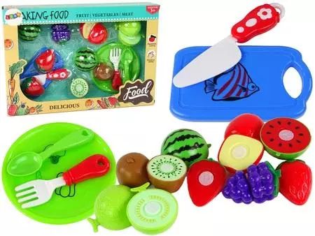 Zestaw owoców do krojenia z akcesoriami. Leantoys