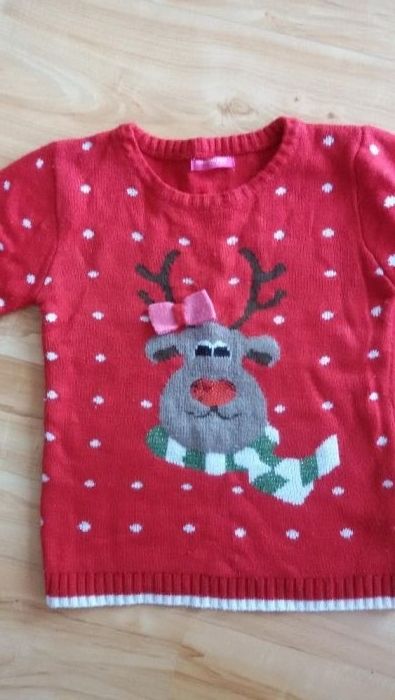 Sweter sweterek z reniferem r.128