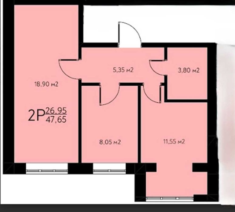 Продаж 2-к кв. пл.47,65 кв.м у ЖК «Молодіжне містечко» в. Заповідна 1