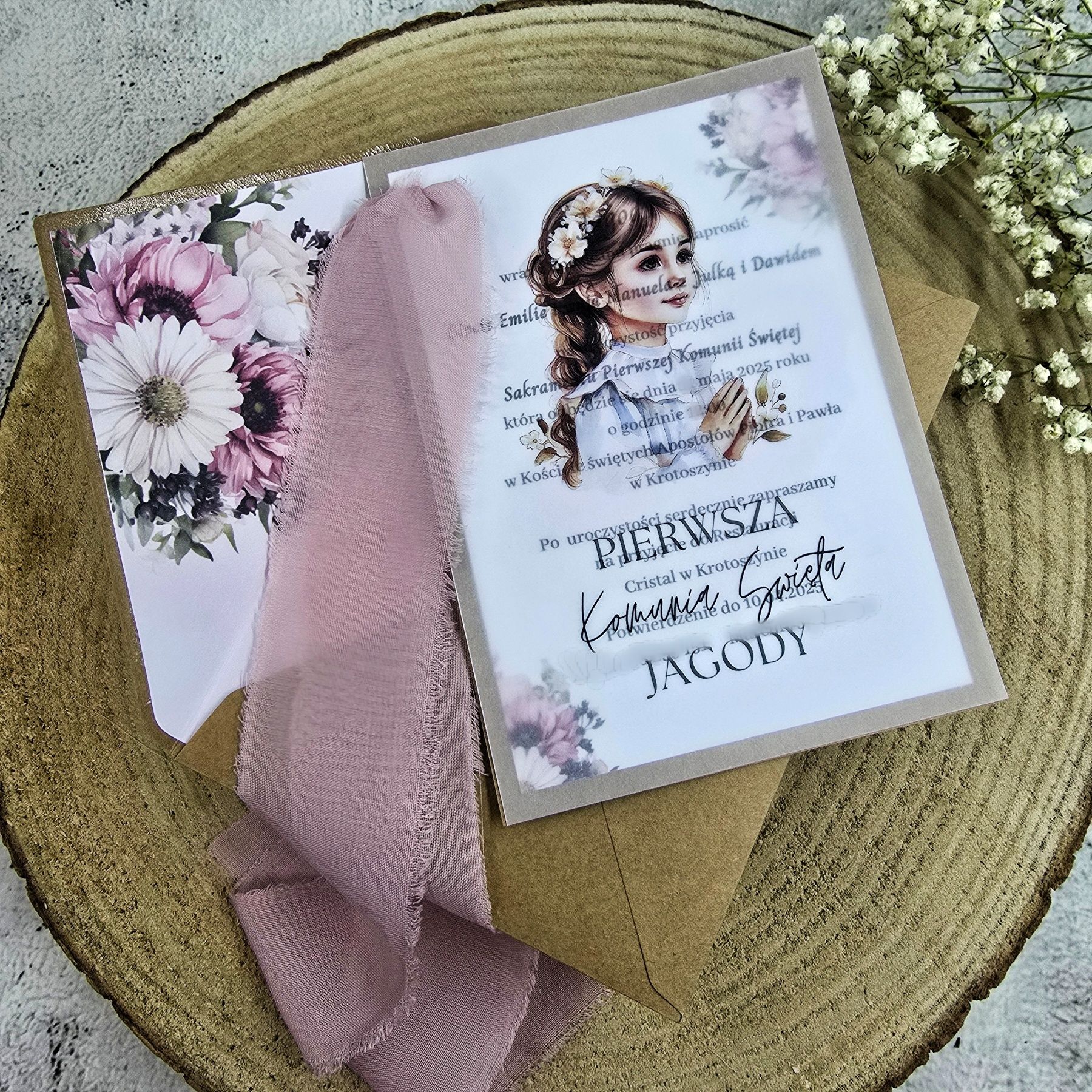 Wyjątkowe personalizowane zaproszenia na chrzest roczek komunie