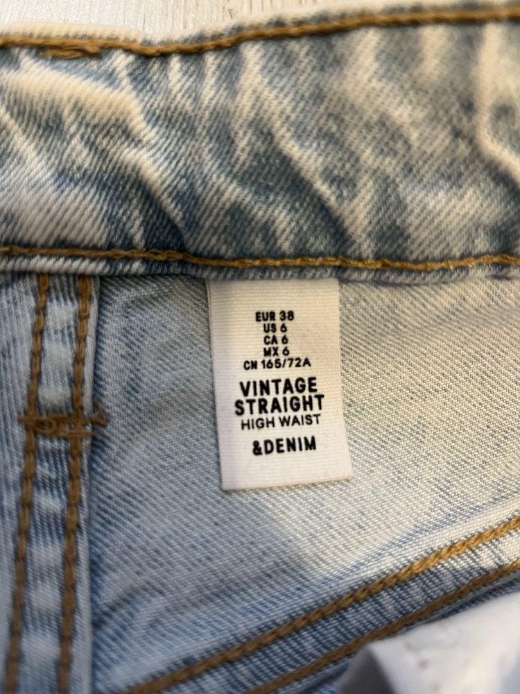 Jasnoniebieskie dzinsy wysoki stan H&M 38 M