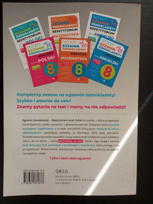 Zestaw Repetytorium Matematyka i Polski 8klas egzamin