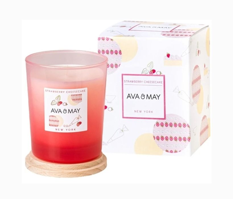 Świeca zapachowa 180g Ava & May - STRAWBERRY CHEESECAKE