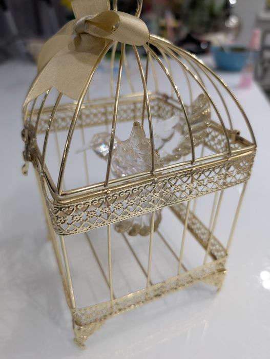 Ptaszek w złotej klatce / pozłacany koliberek