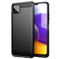 Carbon Case Elastyczne Etui Pokrowiec Samsung Galaxy A22 5G Czarny