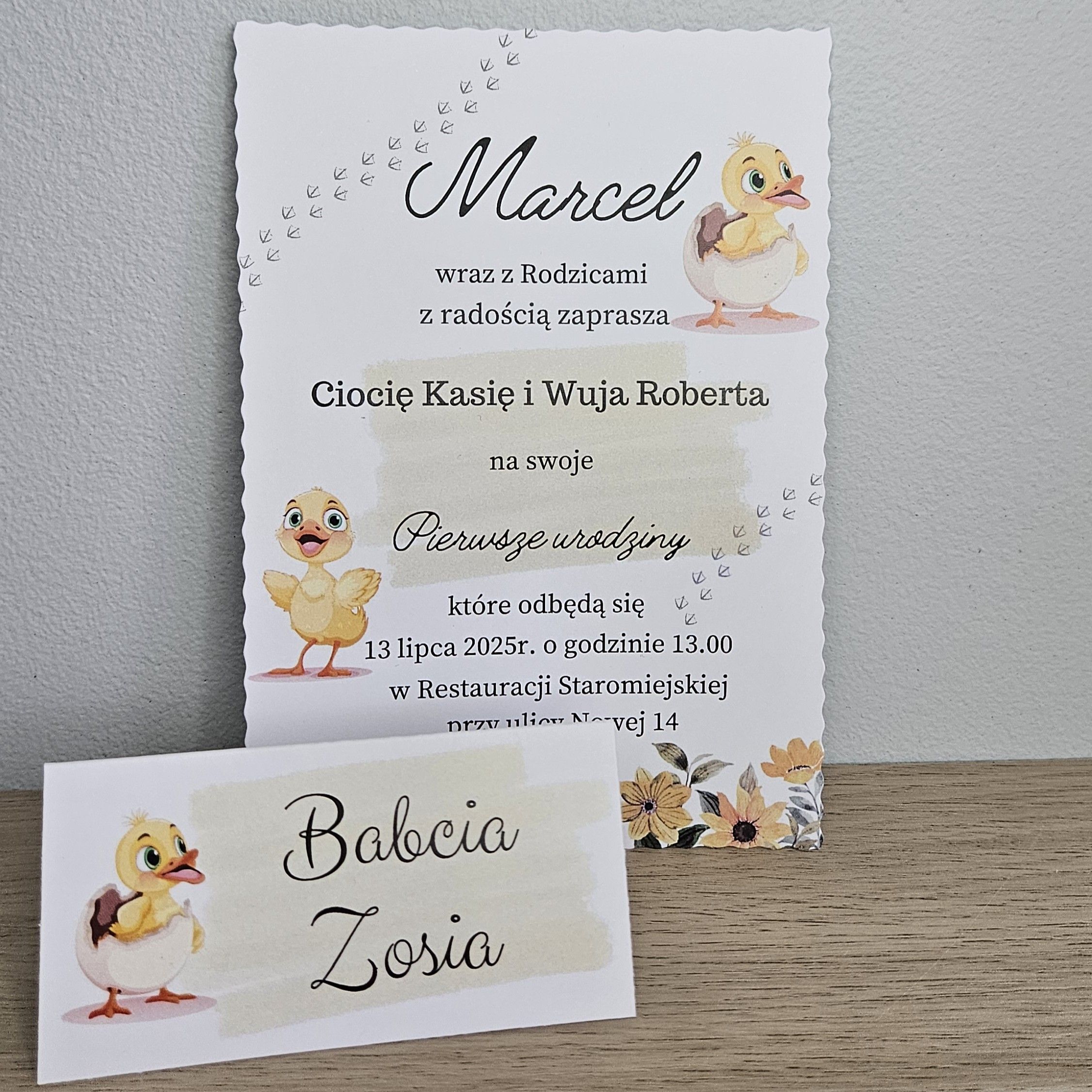 Zaproszenie, urodziny, roczek - kaczuszka – personalizowane