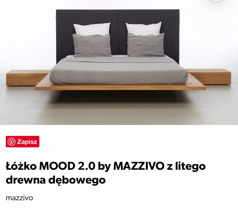 Łóżko MOOD 2.0 by MAZZIVO z litego drewna dębowego