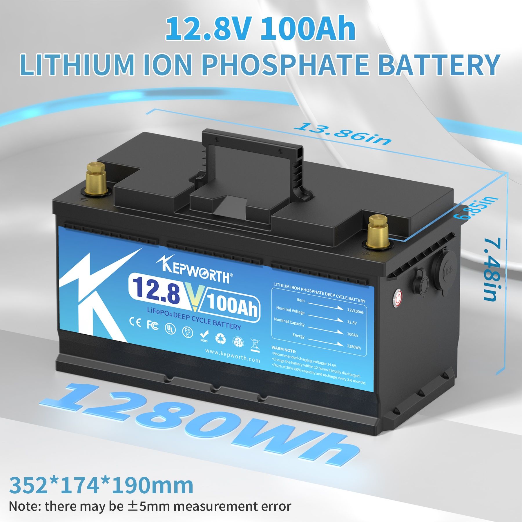 Акумулятор NEW LiFePO4 KEPWORTH Deep Cycle 12V 100Ah BMS