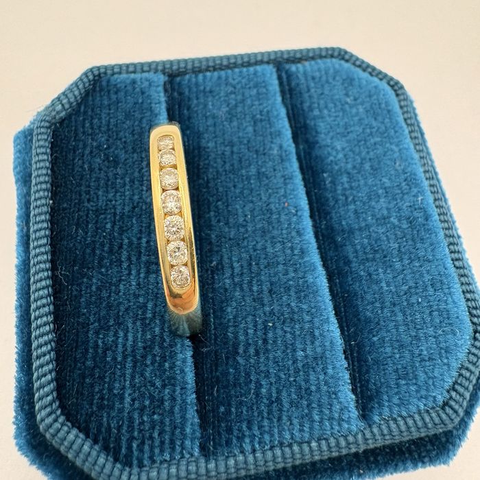 Retro pierścionek obrączka zloto 14 k brylanty 0,25 ct R15 wycena