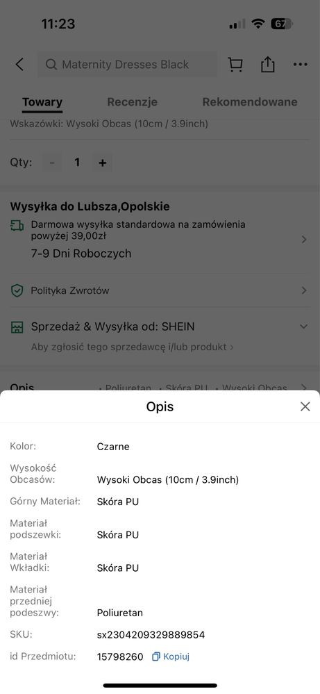 Buty czarne na słupku